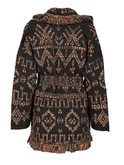 Alanui Fringe Detailing Wool Blend Cardigan In Brown