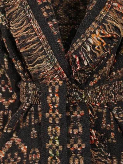 Alanui Fringe Detailing Wool Blend Cardigan In Brown