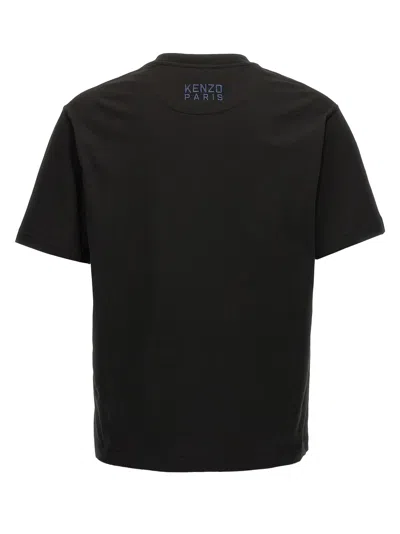 Kenzo Black T-shirt With White Tiger Patch.