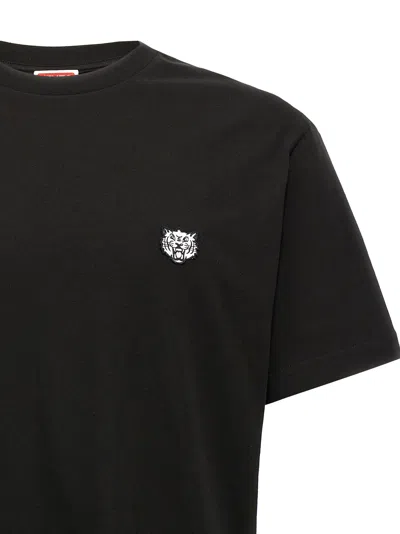 Kenzo Black T-shirt With White Tiger Patch.