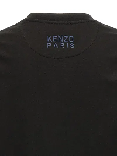 Kenzo Black T-shirt With White Tiger Patch.