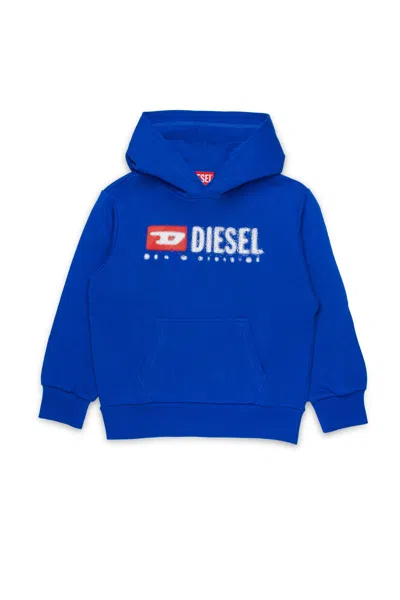 Diesel Sdropshood Over Logo-print Hoodie In Blue