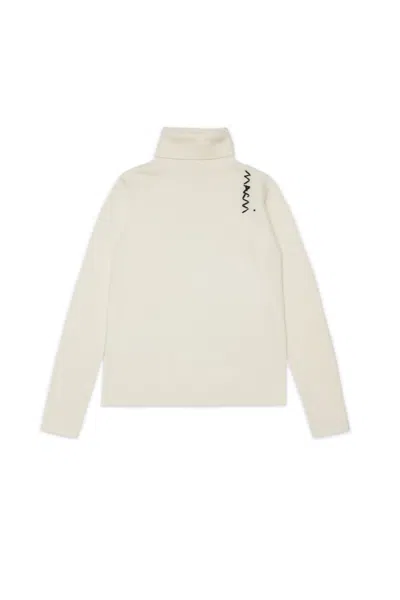 Marni Maglione Dolcevita In Misto Lana A Coste In Neutral