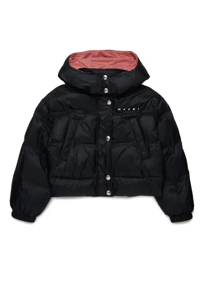 Marni Giacca Imbottita Cropped Con Cappuccio In Black