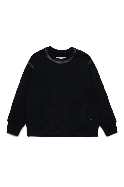 Mm6 Maison Margiela Pullover In Felpa Con Spennellature Lucide In Black