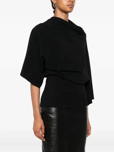 Rick Owens Asymmetric Draped Knit Top Cape