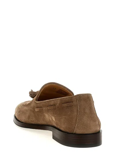 Brunello Cucinelli Suede Tassel Loafers In Brown