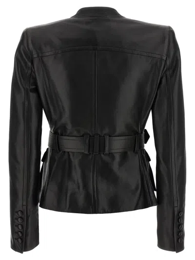 Balmain Belted 4 Pokets Fitted Lambskin Jacket Clothing In Multi