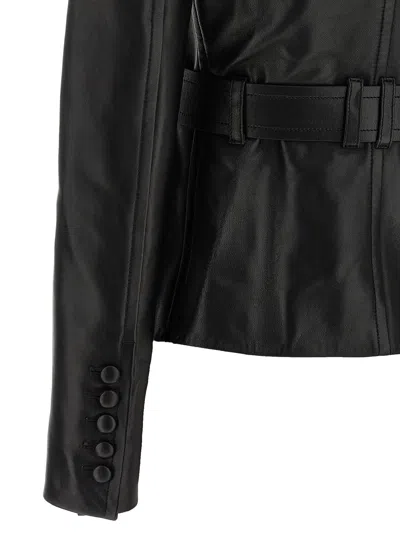 Balmain Belted 4 Pokets Fitted Lambskin Jacket Clothing In Multi