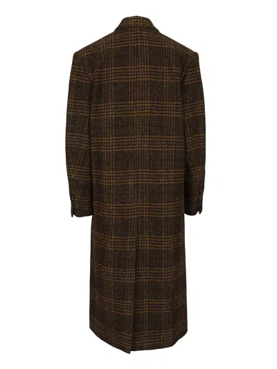 Isabel Marant Étoile Long Checked Double-breasted Coat Pockets In Multi