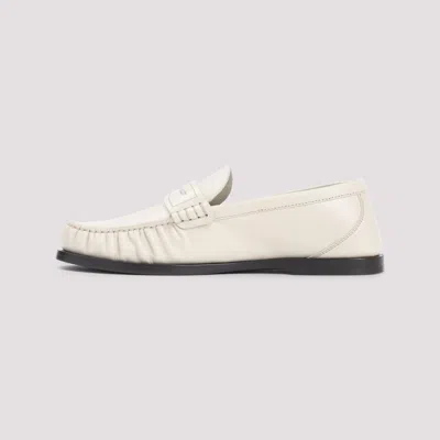 Saint Laurent Penny Loafers With Metallic Ysl Monogram In White