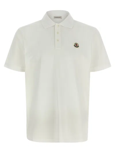Moncler Logo Patch Polo Shirt In White