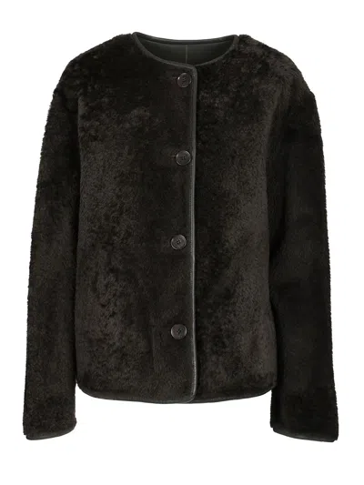 Arma Button-fastening Shearling Jacket In Green