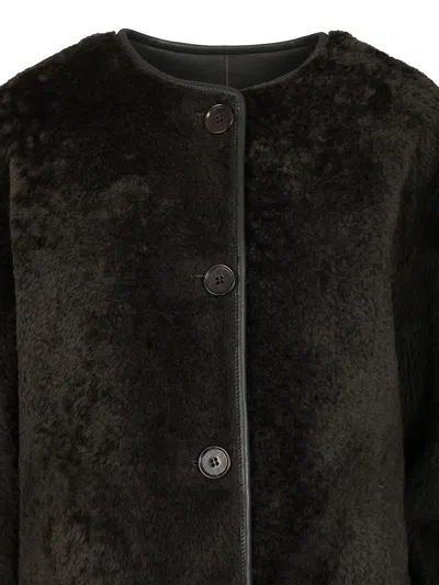 Arma Button-fastening Shearling Jacket In Green