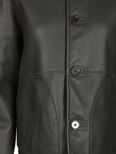 Arma Button-fastening Shearling Jacket In Green