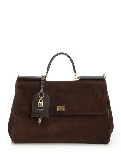 Dolce & Gabbana Medium Suede Sicily Handbag Handbags Brown