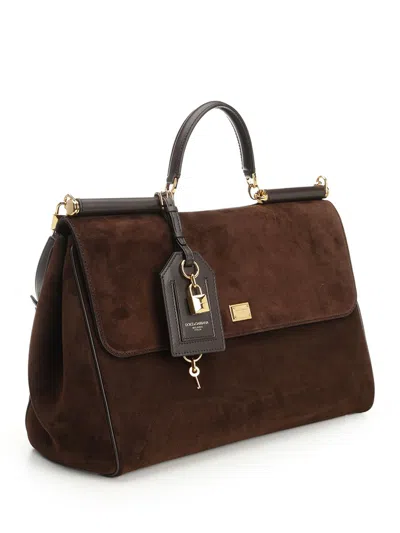 Dolce & Gabbana Medium Suede Sicily Handbag Handbags Brown