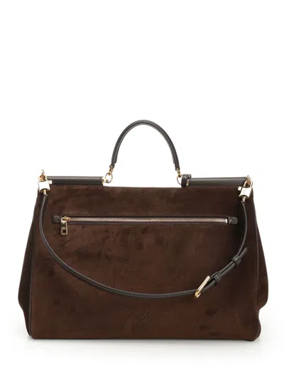 Dolce & Gabbana Medium Suede Sicily Handbag Handbags Brown
