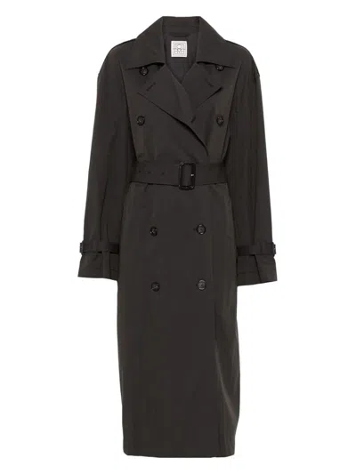 Totême Toteme Cotton Blend Trench Coat In Black