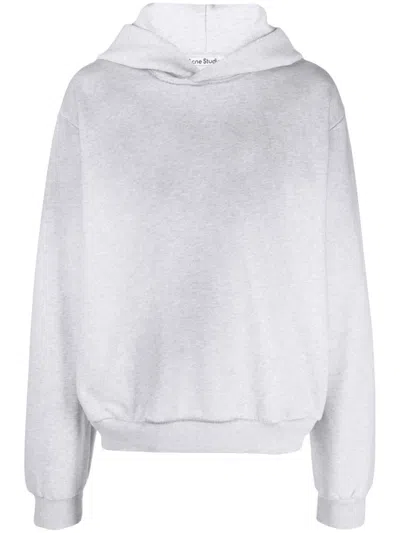 Acne Studios Womens Oversized Brand-print Cotton-blend Hoody Pale Grey Melange In Gray