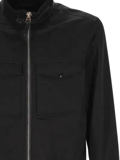 Tom Ford Bomber Jacket With Front Zipper In Black