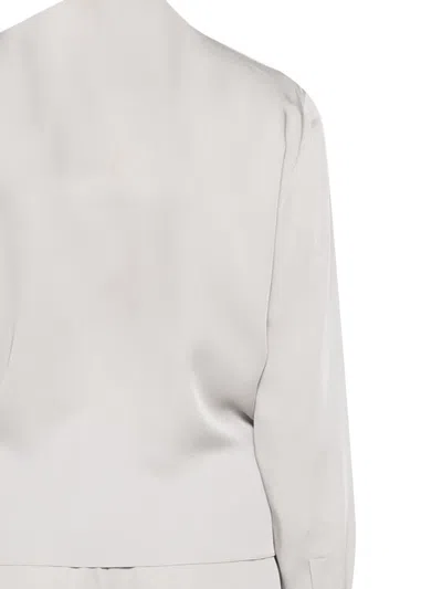 Theory Metallic Blouse With Peak Revers And Crossover Neck In Gray