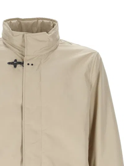 Fay Jacket With Hidden Hood And Practical Pockets In Neutral