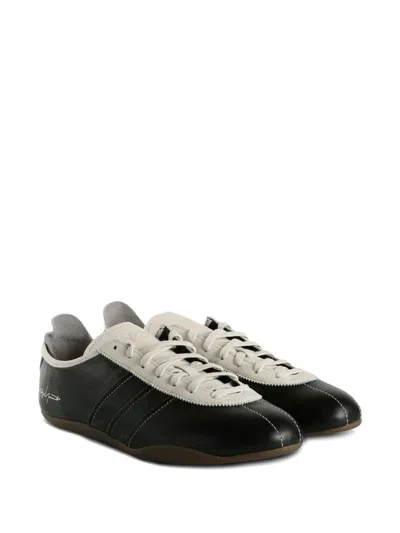 Y-3 Debossed Leather Tokyo Sneakers With Lace-up Closure In Black