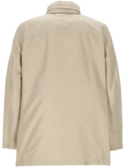 Fay Jacket With Hidden Hood And Practical Pockets In Neutral