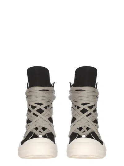 Rick Owens Drkshdw Megalace Overdyed Denim Sneakers In Black