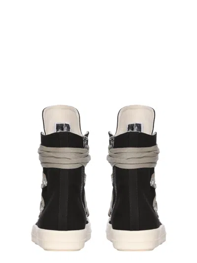 Rick Owens Drkshdw Megalace Overdyed Denim Sneakers In Black