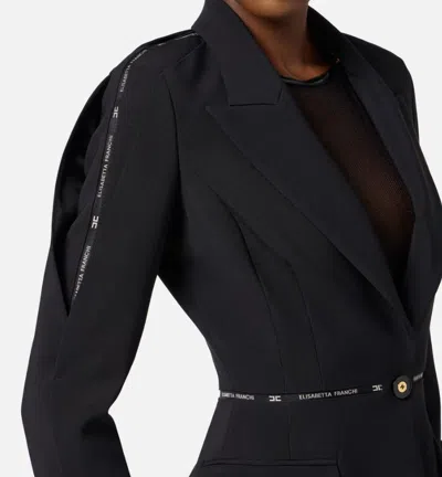 Elisabetta Franchi Structured Belted Blazer In Blue