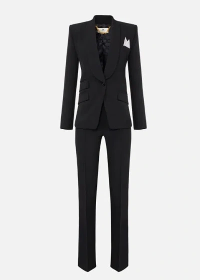 Elisabetta Franchi Tailored Black Suit With Fitted Blazer And Straight-leg Trousers In Black