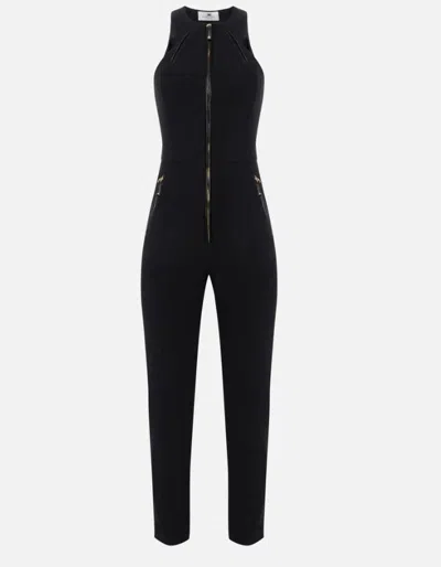 Elisabetta Franchi Zip-front Halterneck Jumpsuit In Black