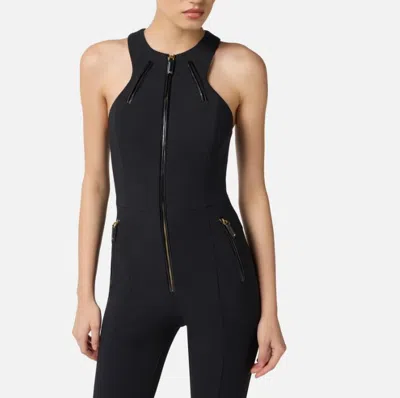 Elisabetta Franchi Zip-front Halterneck Jumpsuit In Black