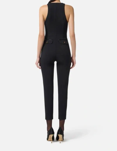 Elisabetta Franchi Zip-front Halterneck Jumpsuit In Black