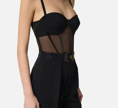 Elisabetta Franchi Tailored Jumpsuit With Corset Bodice In Black