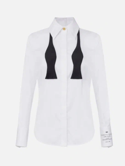 Elisabetta Franchi Cotton Poplin Shirt With Logo In Nude