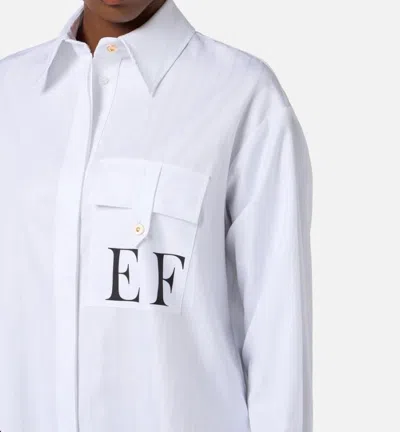 Elisabetta Franchi White Striped Cotton Poplin Shirt In White