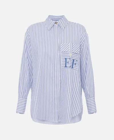 Elisabetta Franchi Striped Button-down Collar Shirt With Chest Pocket In Multi