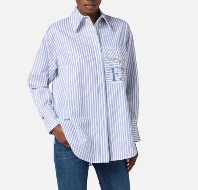 Elisabetta Franchi Striped Button-down Collar Shirt With Chest Pocket In Multi
