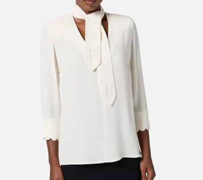 Elisabetta Franchi Blouse In Georgette Fabric With Sash Belt In White
