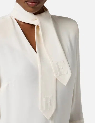 Elisabetta Franchi Blouse In Georgette Fabric With Sash Belt In White