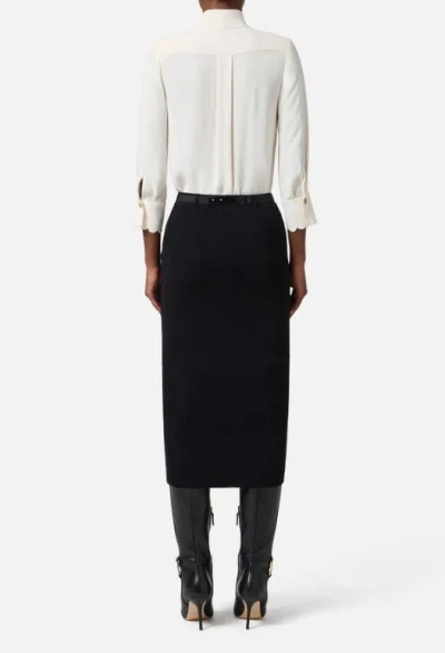 Elisabetta Franchi Blouse In Georgette Fabric With Sash Belt In White