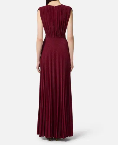 Elisabetta Franchi Burgundy Evening Dress With Deep V-neckbodice In Burgundy