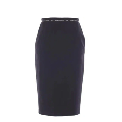Elisabetta Franchi Logo-ribbon Midi Skirt In Blue