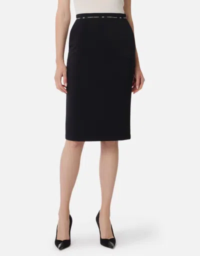 Elisabetta Franchi Logo-ribbon Midi Skirt In Blue