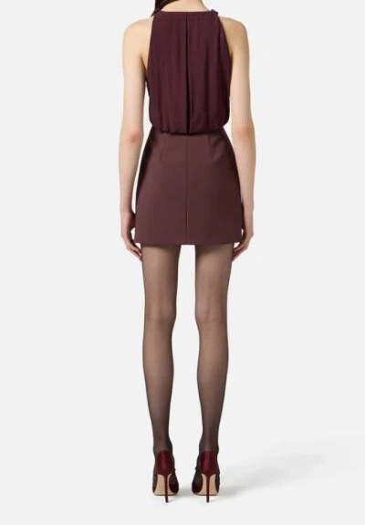 Elisabetta Franchi Bordeaux Sleeveless Dress With Chain Decoration On The Front In Fabric Woman In Brown