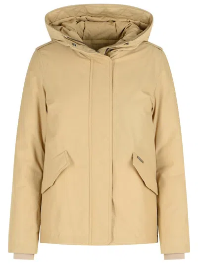 Woolrich 'military' Beige Cotton Blend Jacket In Brown
