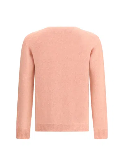 Roberto Collina Long Sleeves Pressed Gauze Round Neck Sweater Clothing In Pink